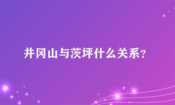 井冈山与茨坪什么关系？