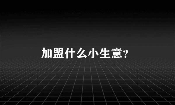 加盟什么小生意？