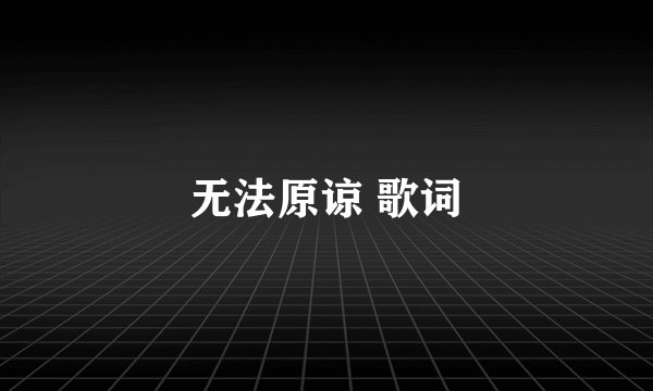无法原谅 歌词