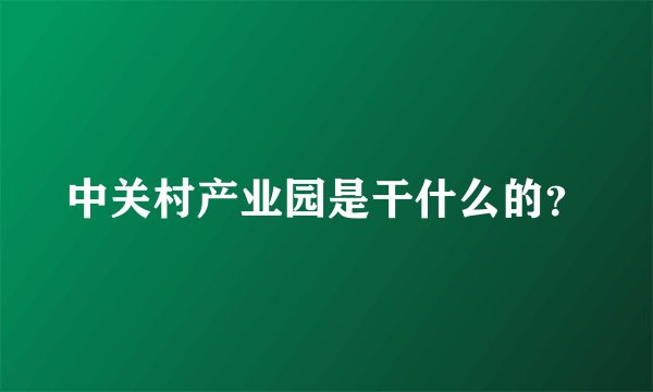 中关村产业园是干什么的？