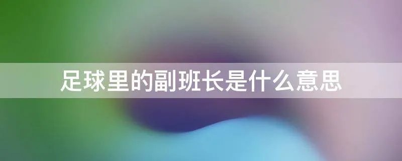 足球里的副班长是什么意思