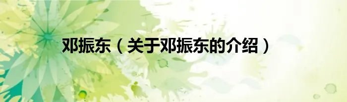 邓振东(关于邓振东的介绍)