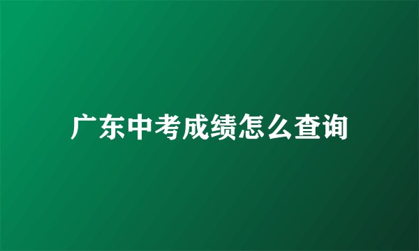 广东中考成绩怎么查询