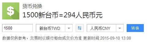 1500新台币等于多少人民币