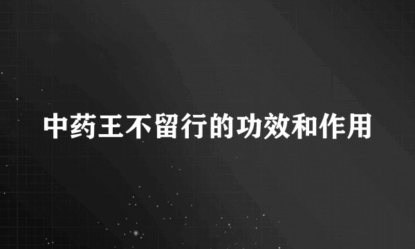 中药王不留行的功效和作用