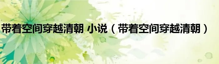 带着空间穿越清朝 小说(带着空间穿越清朝)