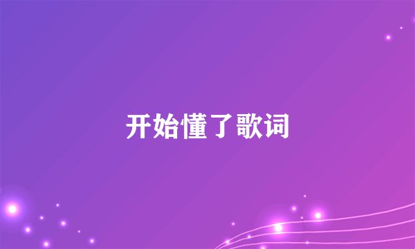 开始懂了歌词