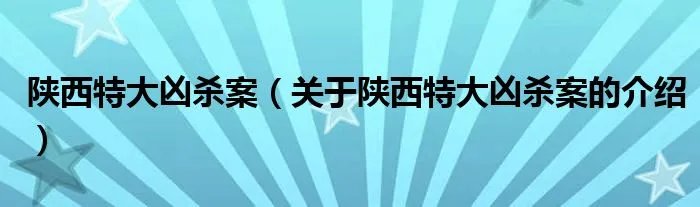 陕西特大凶杀案（关于陕西特大凶杀案的介绍）
