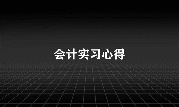 会计实习心得