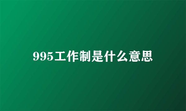 995工作制是什么意思