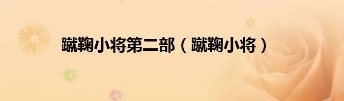 蹴鞠小将第二部（蹴鞠小将）