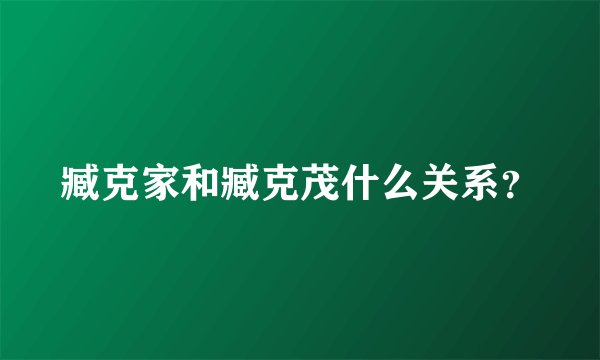臧克家和臧克茂什么关系？