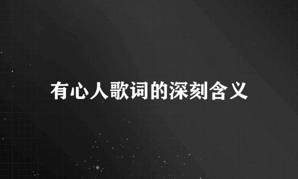 有心人歌词的深刻含义