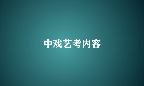 中戏艺考内容