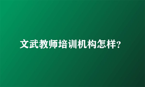 文武教师培训机构怎样?