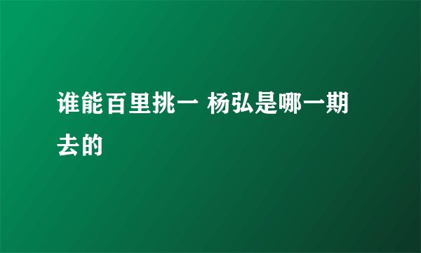 谁能百里挑一 杨弘是哪一期去的