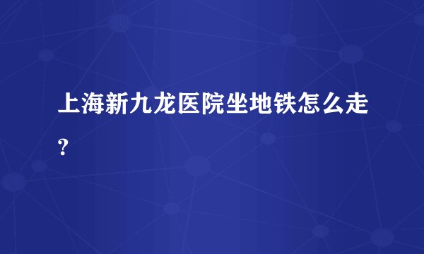 上海新九龙医院坐地铁怎么走？