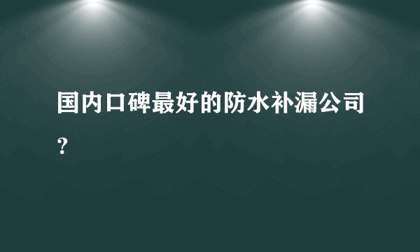 国内口碑最好的防水补漏公司？