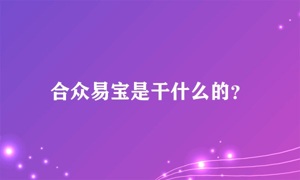 合众易宝是干什么的?