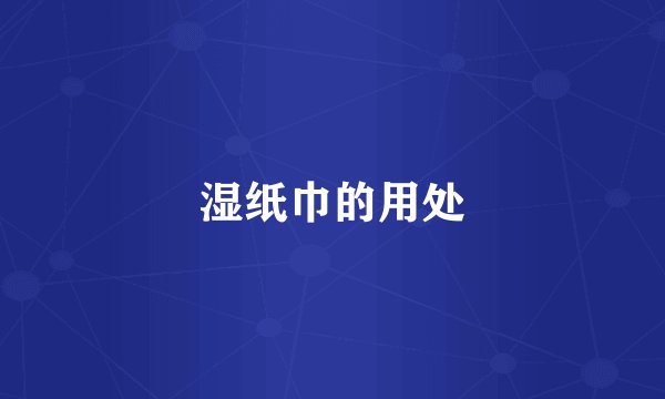 湿纸巾的用处