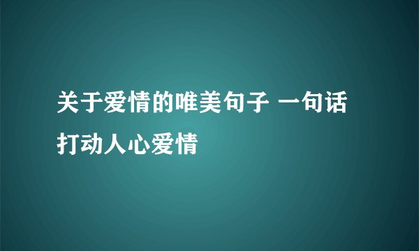 关于爱情的唯美句子 一句话打动人心爱情