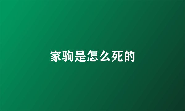 家驹是怎么死的