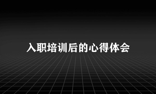 入职培训后的心得体会