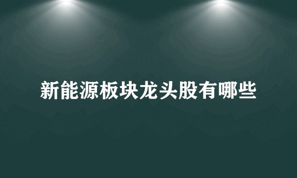 新能源板块龙头股有哪些
