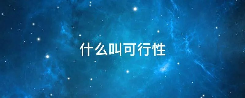 什么叫可行性