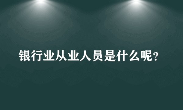 银行业从业人员是什么呢？