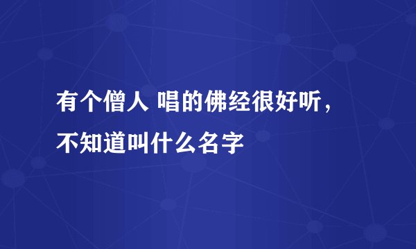 有个僧人 唱的佛经很好听，不知道叫什么名字