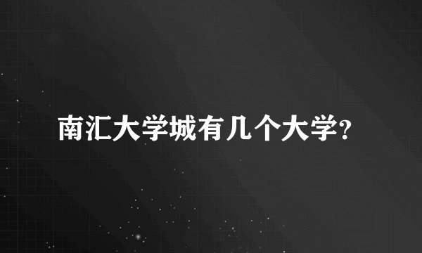 南汇大学城有几个大学？