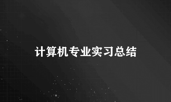 计算机专业实习总结