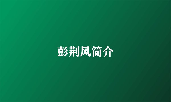 彭荆风简介
