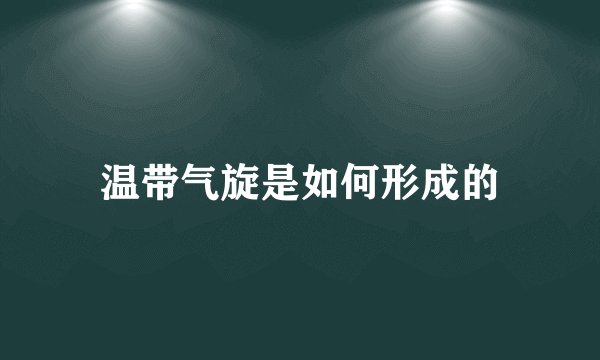 温带气旋是如何形成的