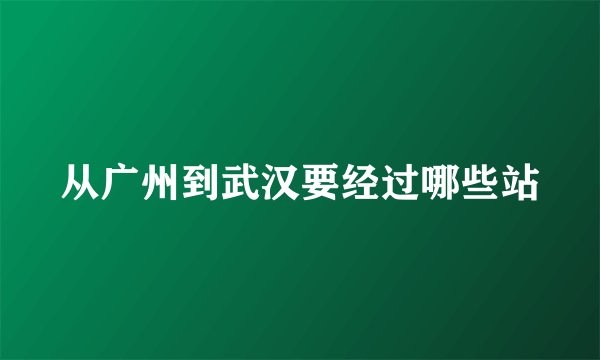 从广州到武汉要经过哪些站
