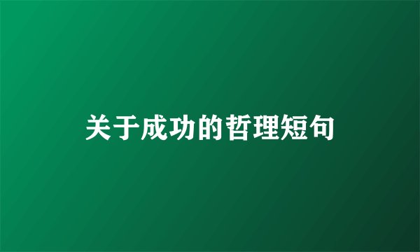 关于成功的哲理短句