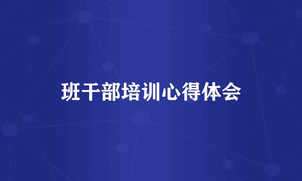 班干部培训心得体会