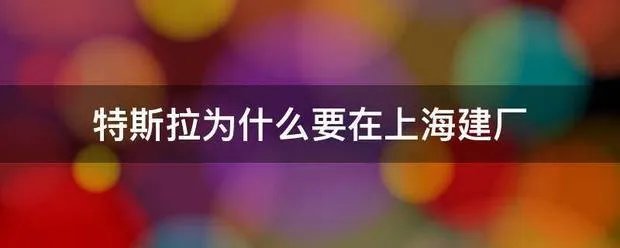 特斯拉为何在上海设厂?