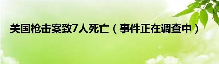 美国枪击案致7人死亡（事件正在调查中）
