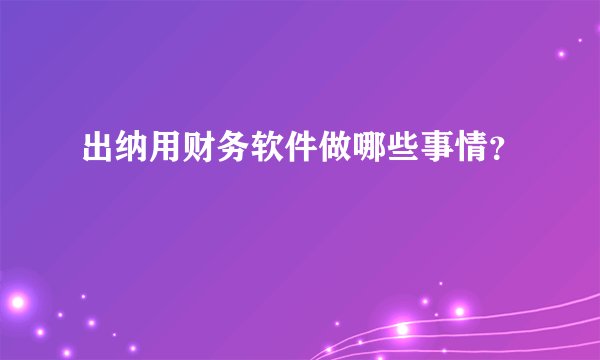 出纳用财务软件做哪些事情？