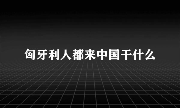 匈牙利人都来中国干什么