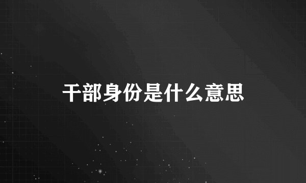 干部身份是什么意思