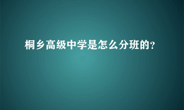 桐乡高级中学是怎么分班的？