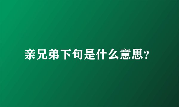 亲兄弟下句是什么意思?