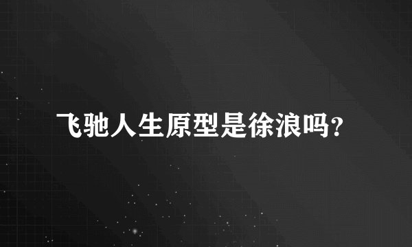 飞驰人生原型是徐浪吗？
